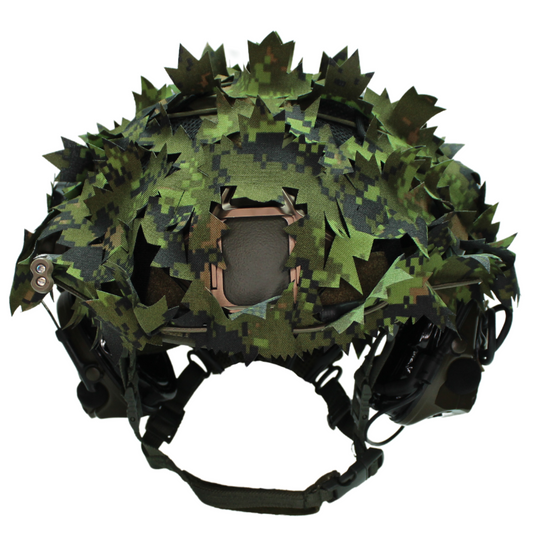 Scrim-Tac Fast Helmet Ghillie Cover - MAPLE 3D Edition GEN 2 WoodPat