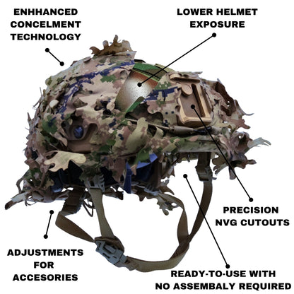ScrimTac MICH style Helmet Cover - MAPLE 3D EDITION WoodPat/Multipat