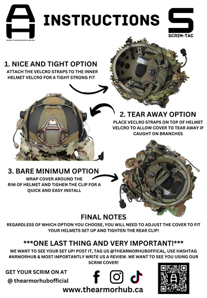 Scrim-Tac Fast Helmet Ghillie Cover - ASH 3D Edition Gen 2